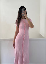 Damen Midi-Kleid Alyssa Babyrosa Gerippt